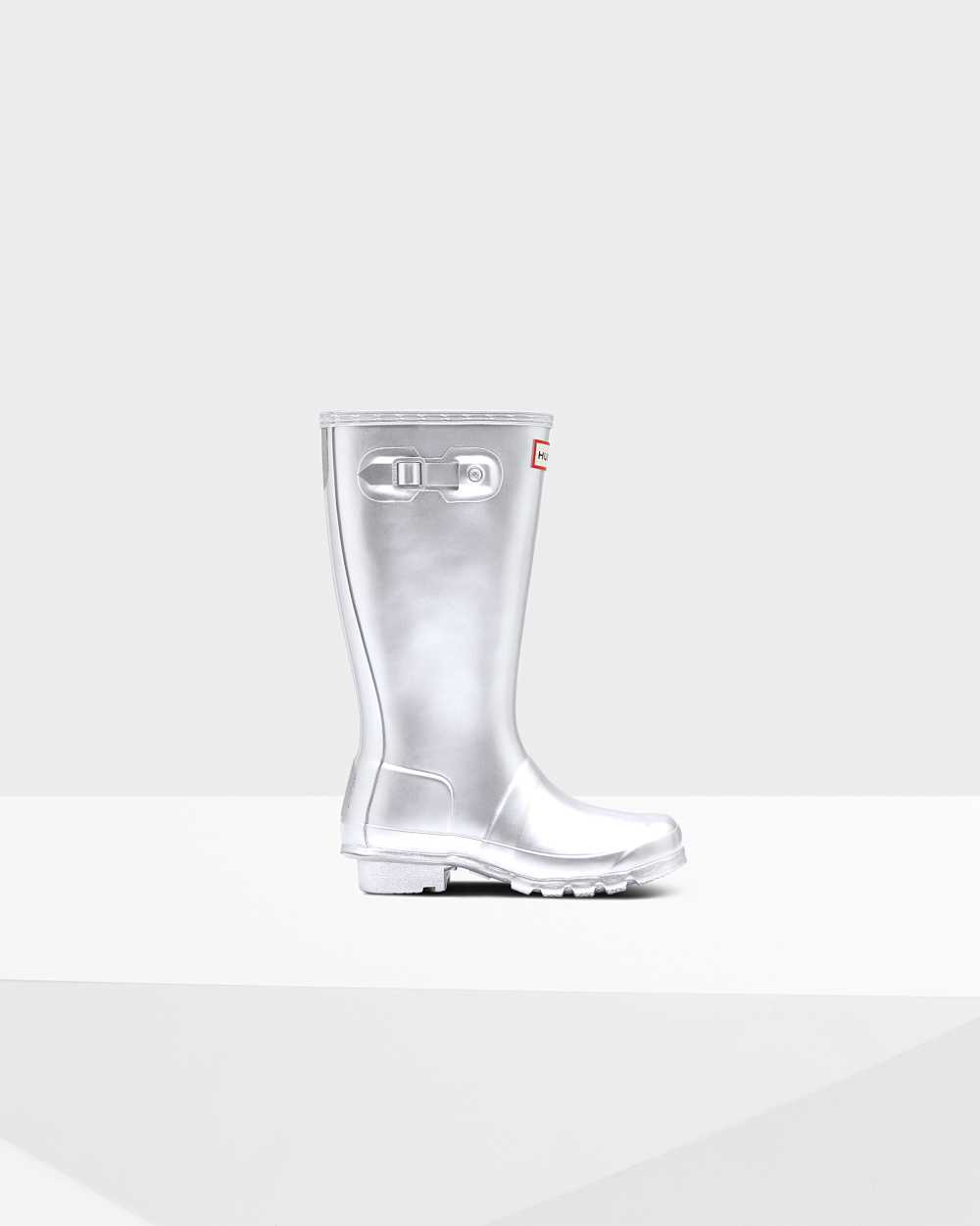 Hunter Original Big Metallic Kids Rain Boots NZ-57644B Silver